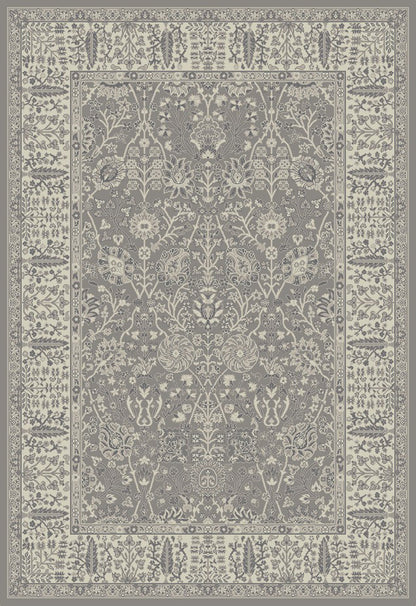 5' X 8' Gray and Ivory Oriental Area Rug