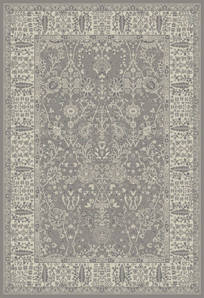 5' X 8' Blue and Ivory Oriental Area Rug