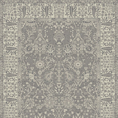 5' X 8' Gray and Ivory Oriental Area Rug