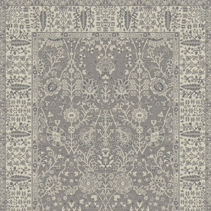 5' X 8' Blue and Ivory Oriental Area Rug