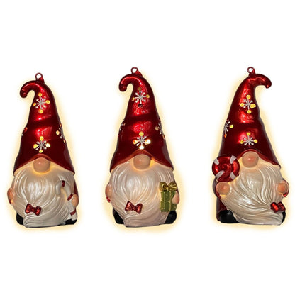 Set of Three Animated White And Red Resin Hanging Figurine Ornament s