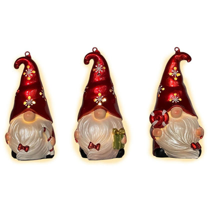Set of Three Animated White And Red Resin Hanging Figurine Ornament s