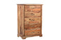36" Brown Live Edge Solid Wood Five Drawer Dresser