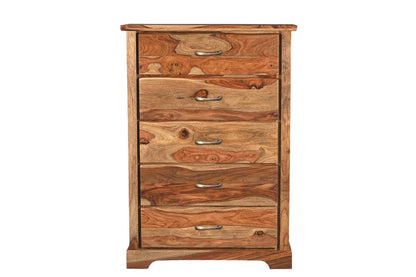 36" Brown Live Edge Solid Wood Five Drawer Dresser