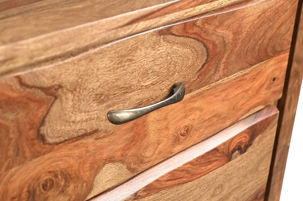 36" Brown Live Edge Solid Wood Five Drawer Dresser