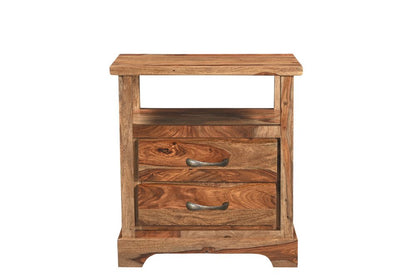 27" Brown Solid Wood Two Drawer Nightstand