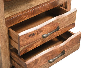 27" Brown Solid Wood Two Drawer Nightstand