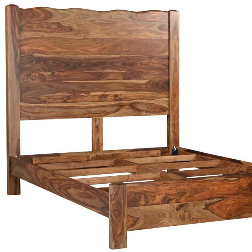 Brown Live Edge Solid Wood Queen Bed Frame