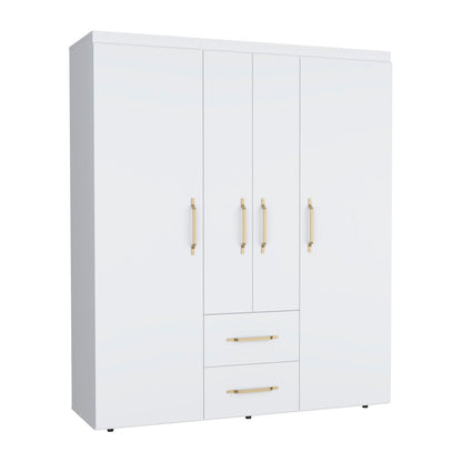 70" White Wood Four Door Two Drawer Combo Dresser