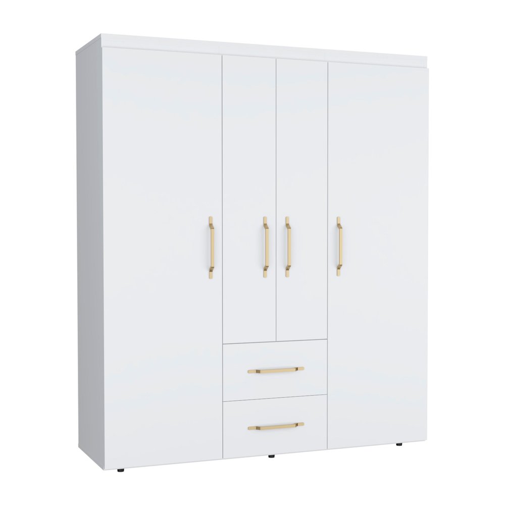 70" White Wood Four Door Two Drawer Combo Dresser