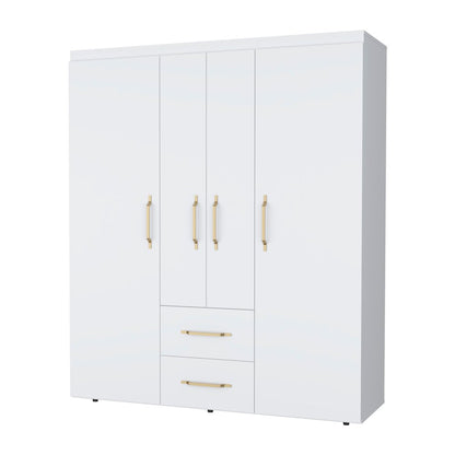 70" White Wood Four Door Two Drawer Combo Dresser