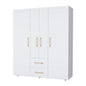 70" White Wood Four Door Two Drawer Combo Dresser