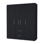 70" Black Wood Four Door Two Drawer Combo Dresser