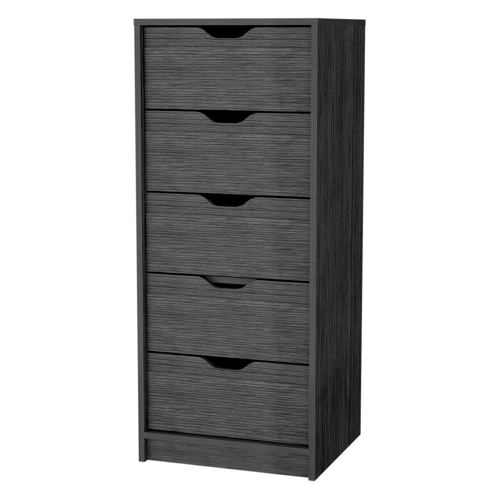 18" Gray Wood Five Drawer Dresser