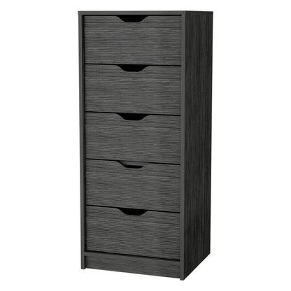 18" Gray Wood Five Drawer Dresser