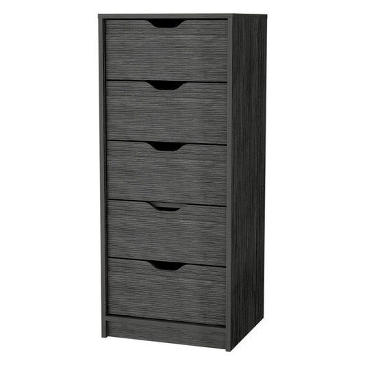 18" Gray Wood Five Drawer Dresser