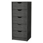 18" Gray Wood Five Drawer Dresser