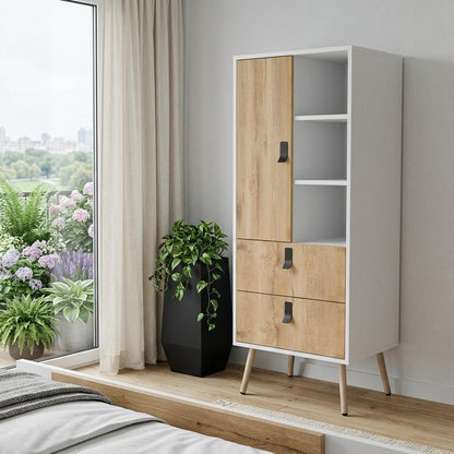 20" White And Natural Wood Two Drawer Dresser