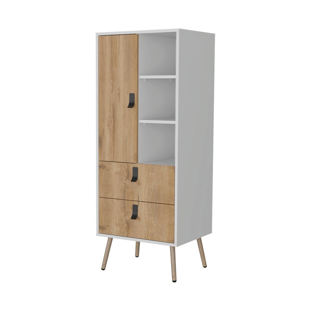 20" White And Natural Wood Two Drawer Dresser