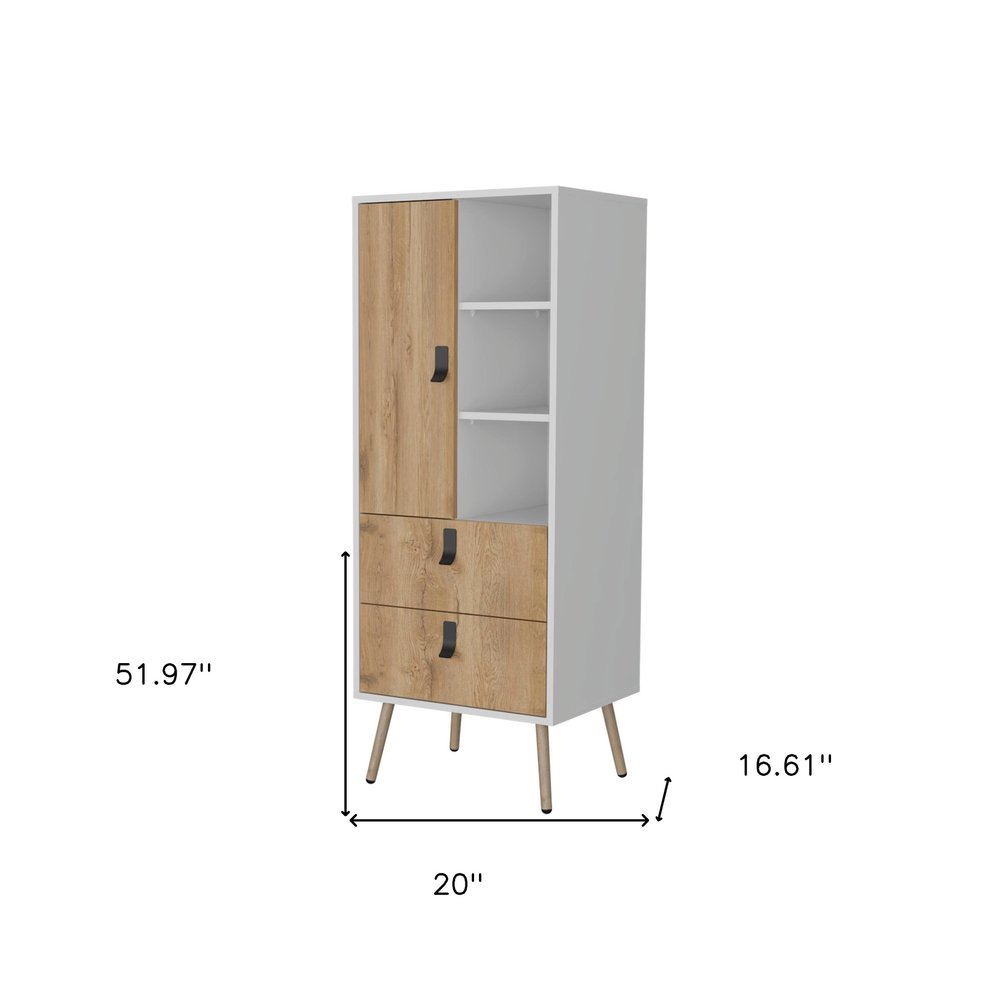 20" White And Natural Wood Two Drawer Dresser