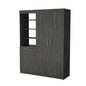 79" Gray Wood Two Door Three Drawer Combo Dresser