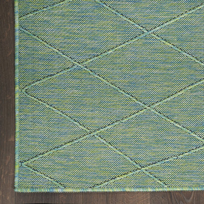 4' X 6' Blue Geometric Power Loom Non Skid Area Rug