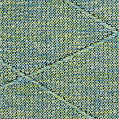 4' X 6' Blue Geometric Power Loom Non Skid Area Rug