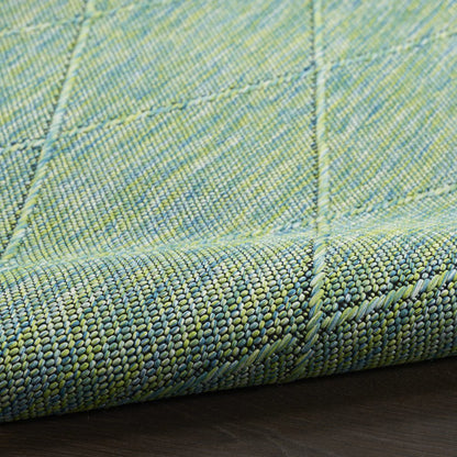4' X 6' Blue Geometric Power Loom Non Skid Area Rug