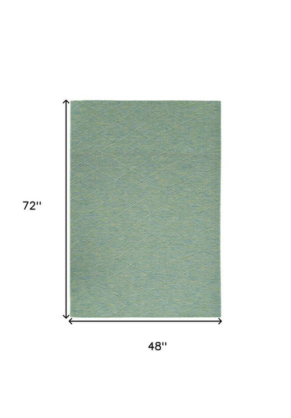 4' X 6' Blue Geometric Power Loom Non Skid Area Rug