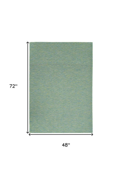 4' X 6' Blue Geometric Power Loom Non Skid Area Rug