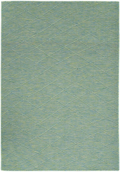 4' X 6' Blue Geometric Power Loom Non Skid Area Rug
