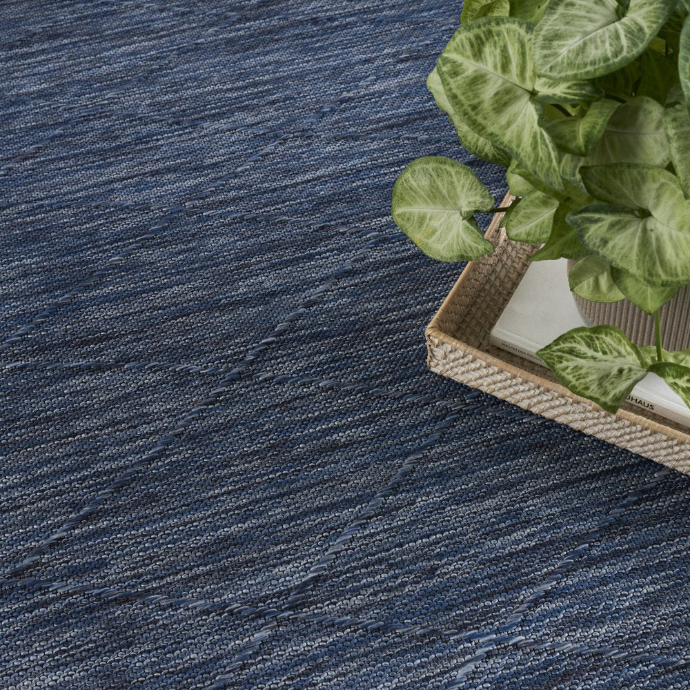 4' X 6' Blue Geometric Power Loom Non Skid Area Rug