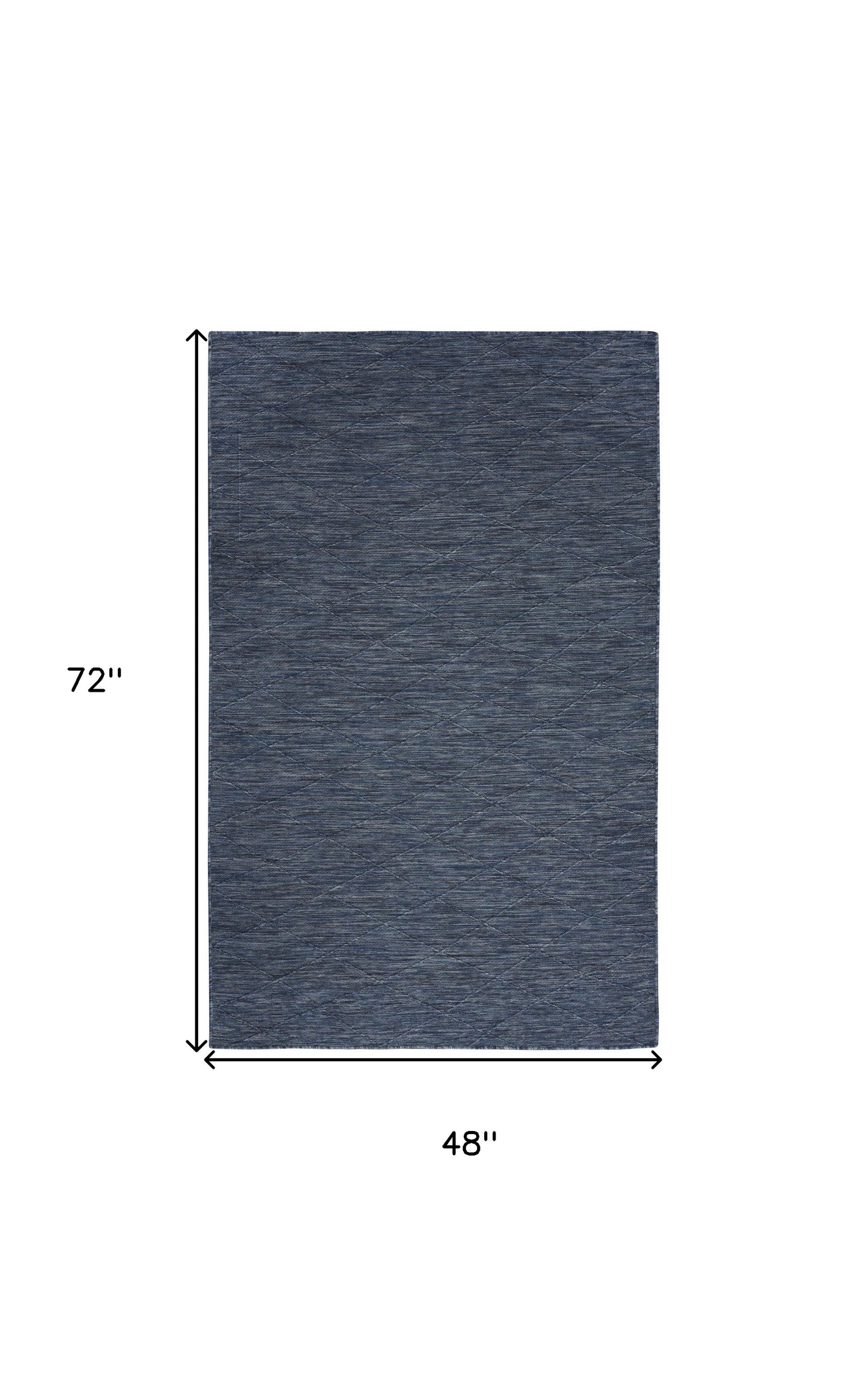 4' X 6' Blue Geometric Power Loom Non Skid Area Rug