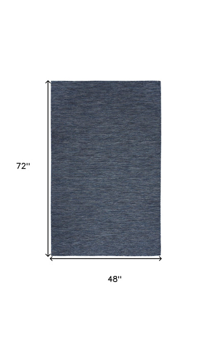 4' X 6' Blue Geometric Power Loom Non Skid Area Rug