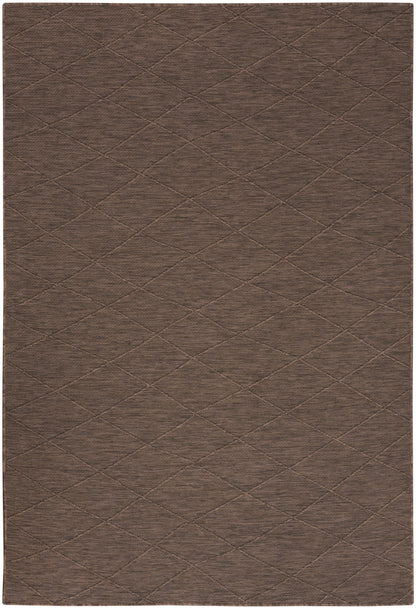 4' X 6' Brown Geometric Power Loom Non Skid Area Rug