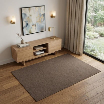 4' X 6' Brown Geometric Power Loom Non Skid Area Rug