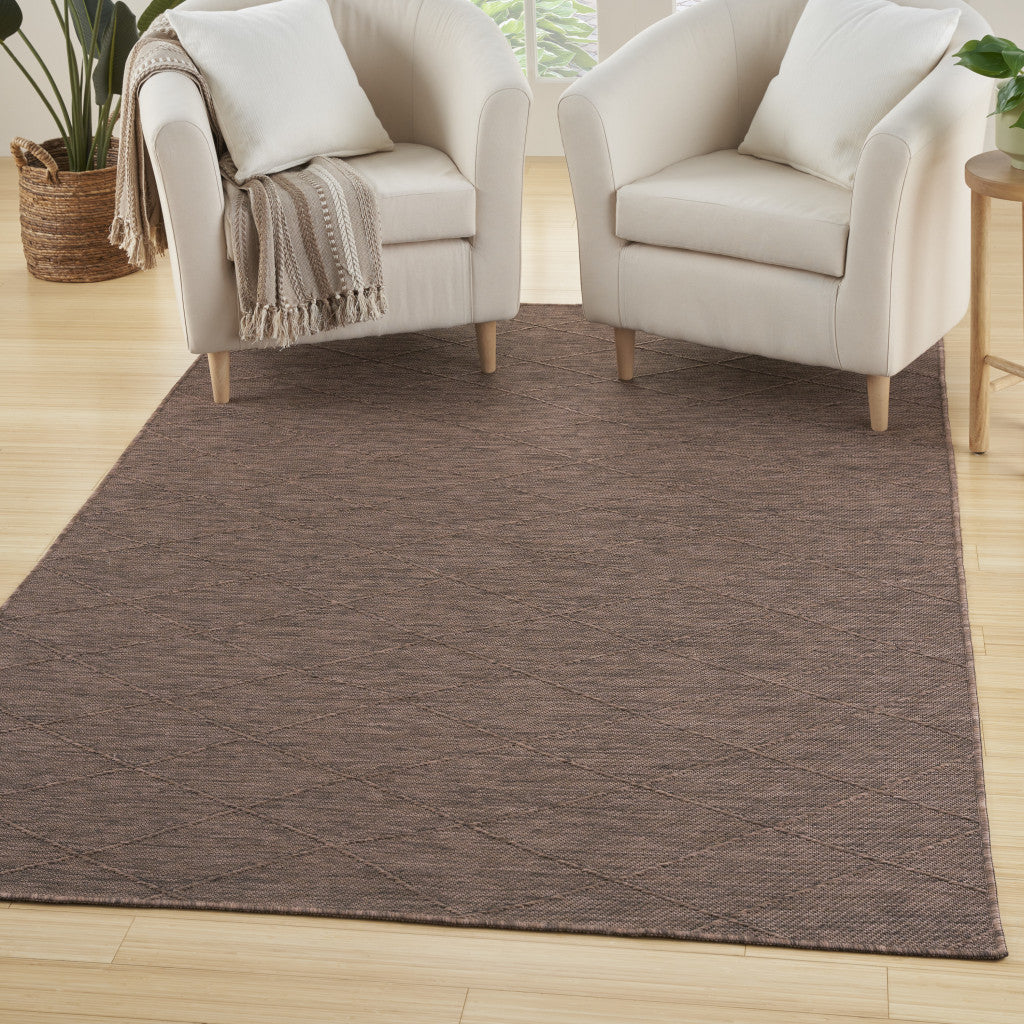 4' X 6' Brown Geometric Power Loom Non Skid Area Rug