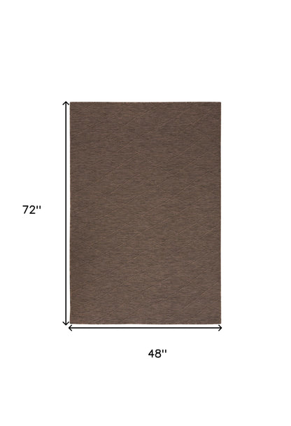 4' X 6' Brown Geometric Power Loom Non Skid Area Rug