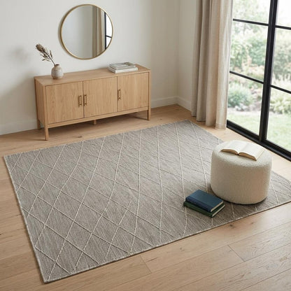4' X 6' Gray Geometric Power Loom Non Skid Area Rug