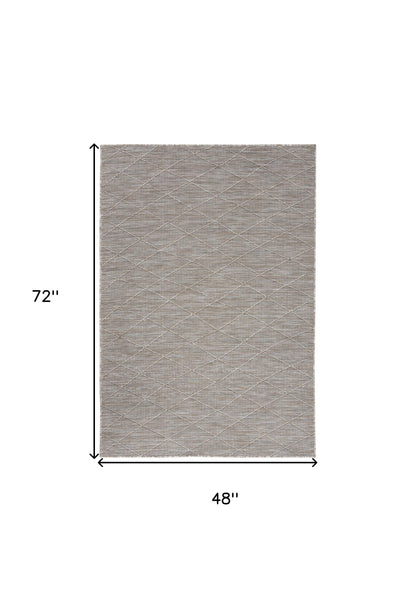 4' X 6' Gray Geometric Power Loom Non Skid Area Rug