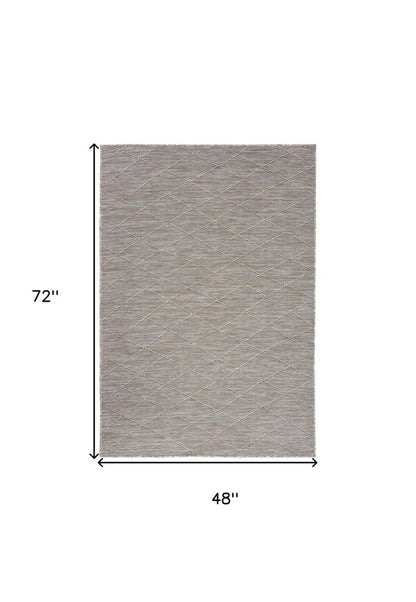 4' X 6' Gray Geometric Power Loom Non Skid Area Rug