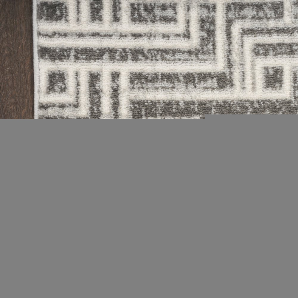 9' X 12' Gray Geometric Distressed Area Rug