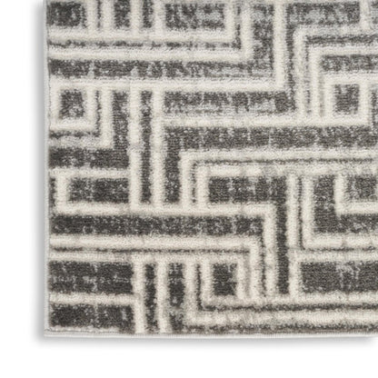 9' X 12' Gray Geometric Distressed Area Rug