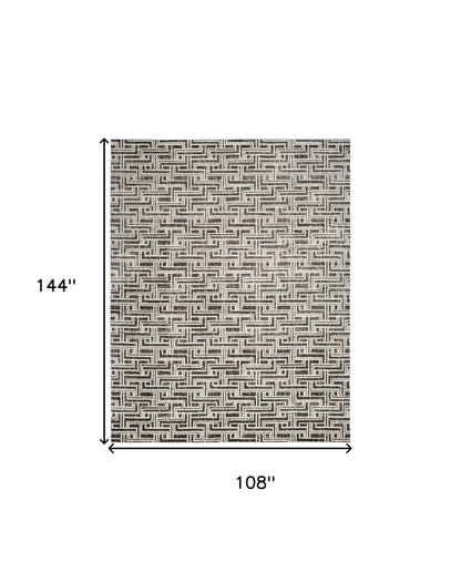 9' X 12' Gray Geometric Distressed Area Rug