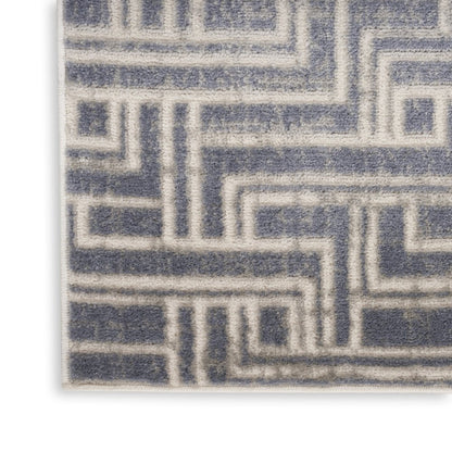 8' X 10' Blue Geometric Distressed Area Rug