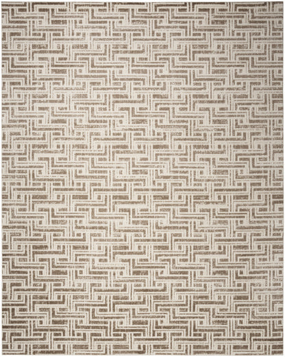 8' X 10' Brown Geometric Distressed Area Rug