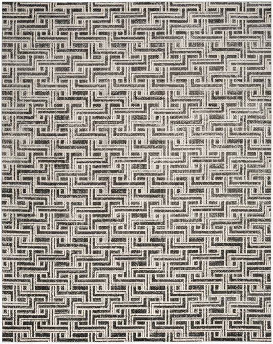 8' X 10' Gray Geometric Distressed Area Rug