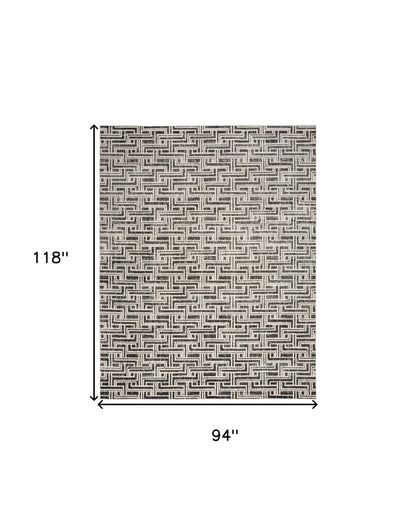 8' X 10' Gray Geometric Distressed Area Rug