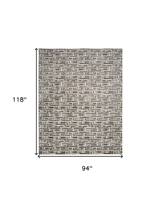 8' X 10' Gray Geometric Distressed Area Rug