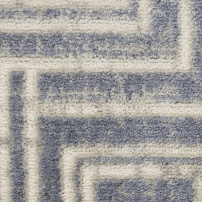 5' X 7' Blue Geometric Distressed Area Rug